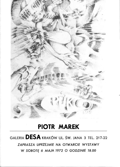 Katalog pierwszej wystawy Piotra Marka w galerii DESA w Krakowie, 6 maja 1972