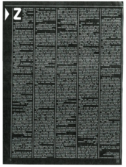 Artykuł z harcerskiej gazety dla młodzieży "Na Przełaj", poświęcony Piotrowi Markowi i zespołowi DÜPĄ, opublikowany w maju/czerwcu roku 1988.
